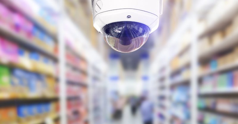 Commercial Security Cameras inside a supermarket