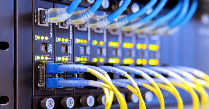 image of a patch panel for structured cabling